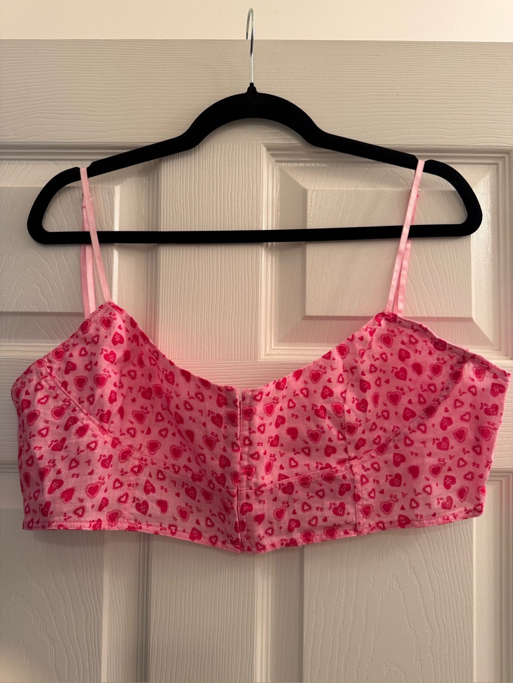 NWOT - Free People Bralette - Pink with red hearts - L